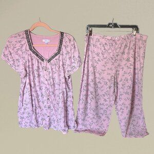 Womens Sleepwear Secret Treasures XL 16-18 PJ Pajamas 2 Piece Pink & Black